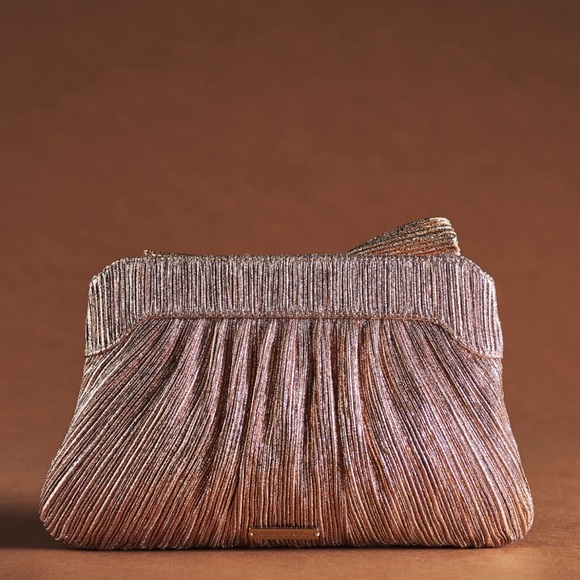 Loeffler Randall Anthropologie Dune Rose Gold Rayne Bow Clutch Bag Purse - Picture 2 of 3